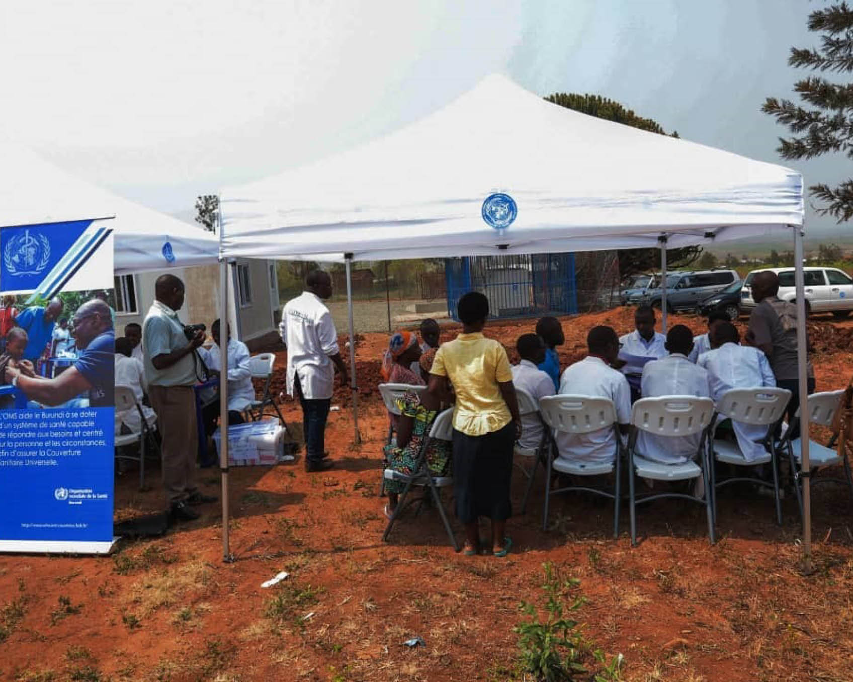 Ebola preparedness in Burundi - Field visit of the 2nd Vice-President of the Republic of Burundi, Dr Joseph Butore to get to know more on Ebola preparedness activities in the country  He was accompanied by the WHO representative to Burundi Dr Walter Kazadi Mulombo, the UNDP Resident Coordinator in Burundi, Mr Garry Conille as well as some delegates representing technical and financial partners in Burundi  - Title of WHO staff and officials reflects their respective position at the time the photo was taken  - Caption was not provided by the photographer  Therefore, a generic caption has been applied to this image 